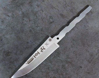 LIMITED EDITION - Tapio 80 Stone Age Petroglyph Classic & False Edge Drop-Point Scandinavian Knife Blade Blank 440b Bushcraft Nordic DIY