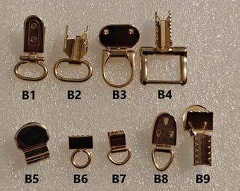 1/5/10 (B) Vintage Brass Hardware for Leathercraft DIY – Bag Clasps, D-Rings & Closures – Old Swedish Stock Shoemaker Supply Made in Italy