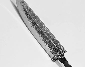Personalized Damascus Hunting Knife Blade – 150mm, Deep Etched VG10 67 Layers, Bushcraft & Hunting