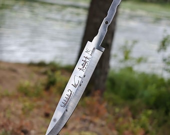 LIMITED EDITION - Vargen 125 - Stone Age Petroglyph Scandinavian Knife Blade Blank Bushcraft Nordic Edge Double-Sided Engraving