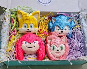 Sonic Blue Hedgehog, Fox Tails & friends Bath Bomb Bomb gift set. Novelty bath bombs, perfect for Birthday, Christmas, Father's Day.