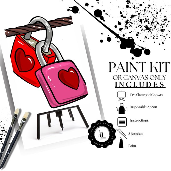 Canvas Paint Kit/ Pre Drawn Outline Canvas New Years/ DIY Canvas/ Party/ Paint Kit/ PNG/ paint party/ Adults/ Teens
