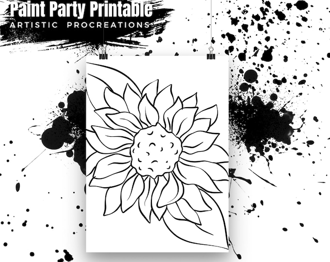 Canvas Printable/ Pre Drawn Outline Canvas Yellow Peddles/ DIY Canvas ...