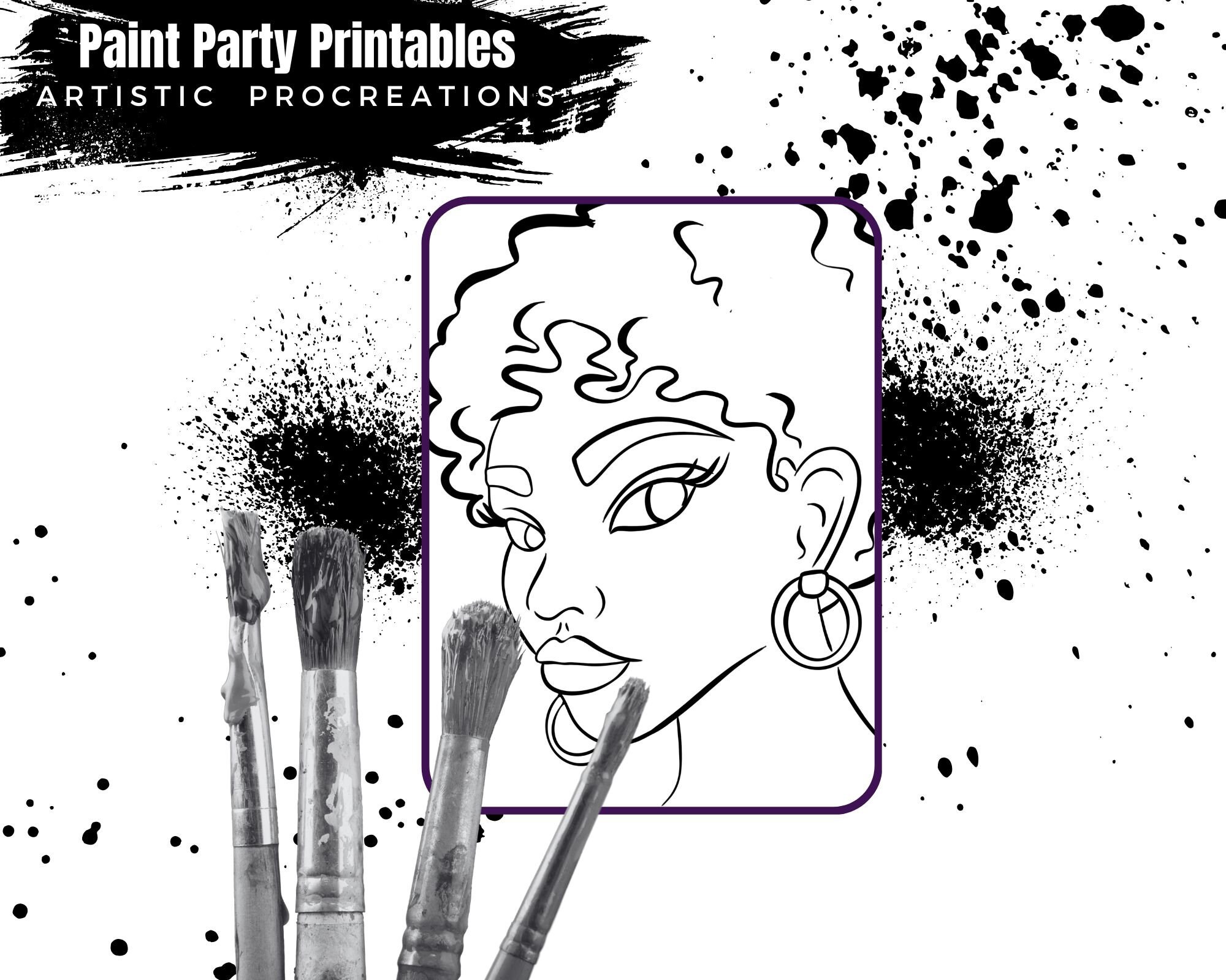 Canvas Printable/ Pre Drawn Outline Canvas / DIY Canvas/ Etsy