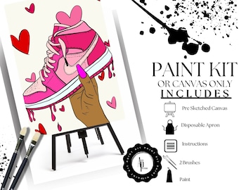 Canvas Paint Kit/ Pre Drawn Outline Canvas Valentine/ DIY Canvas/ Party/ Paint Kit/ PNG/ paint party/ Adults/ Teens
