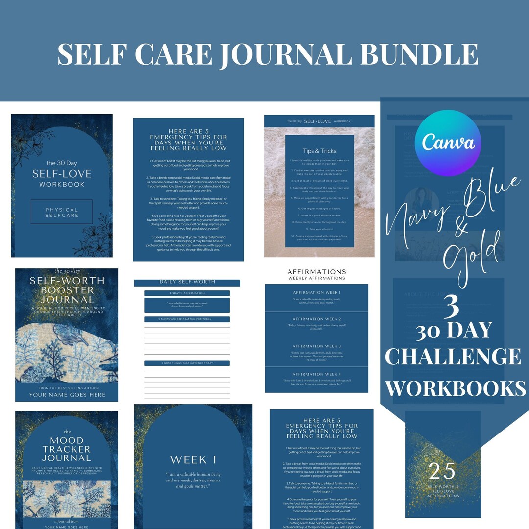 Self Care Journal Bundle Self Love Journal Wellness Journal Mental ...