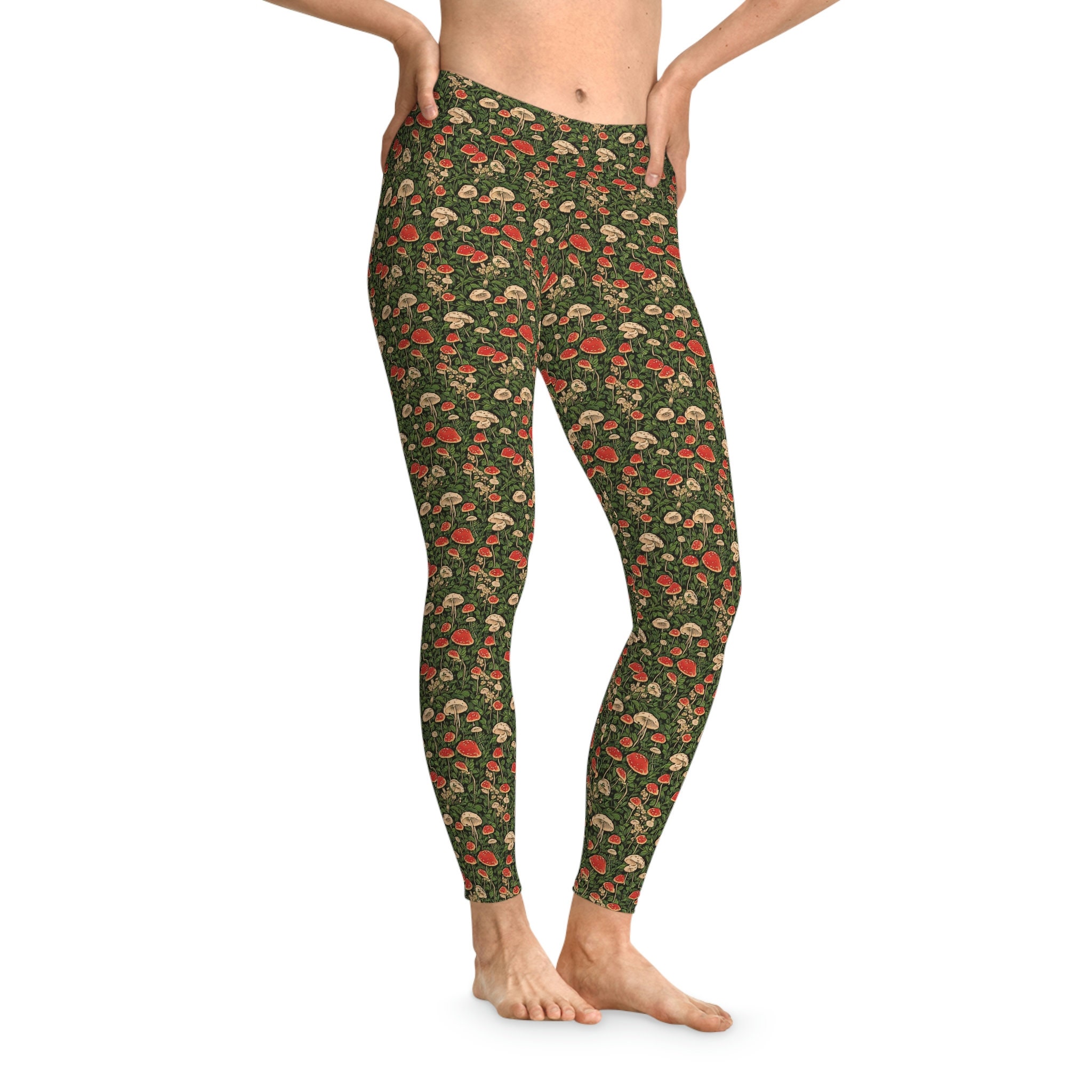 Fun Gal' Cottagecore Mushroom Yoga Leggings Stretchy Athletic Wear for