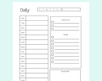 Printable Daily Planner, ADHD Daily Planner, Productivity Planner, Personal Planner, Daily To Do List, Printable Planner, ADHD Adult Planner
