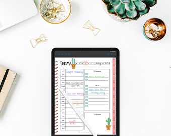 Kawaii Cactuses and Watercolor Digital Planner, Best Digital Planner, GoodNotes Planner, Ipad Planner Ipad Pro Planner, Undated Planner