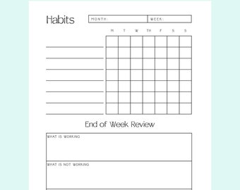 Habit Tracker druckbarer Planer, täglicher Gewohnheits Tracker, Habit Tracker PDF, tägliche Routine druckbar, Tracker druckbar, Ziel Tracker