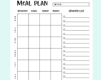 Planificador de comidas semanal imprimible, Planificador de comidas digital, Planificador de comidas imprimible, Planificador de menú digital, Planificador de menú PDF, Lista de compras