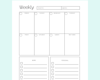 Weekly Planner Printable, Weekly To Do List, Weekly Schedule, Weekly Menu Planner,Printable Planner, Weekly Planner PDF, Weekly Day Planner