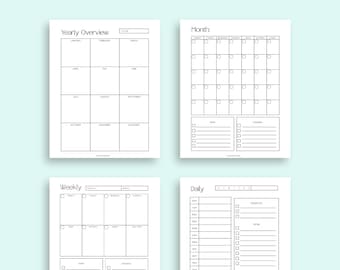 Yearly MonthlyWeekly Daily Planner Printable, ADHD Planner, ADHD Adult Planner, PDF Planner Instant Download, Daily Weekly Planner, Prints