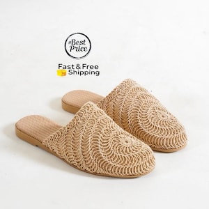 Handmade Lace Women’s Slippers – Elegant Bridal Slippers, Comfortable Home Shoes, Special Occasion Slippers, Knitted Slippers