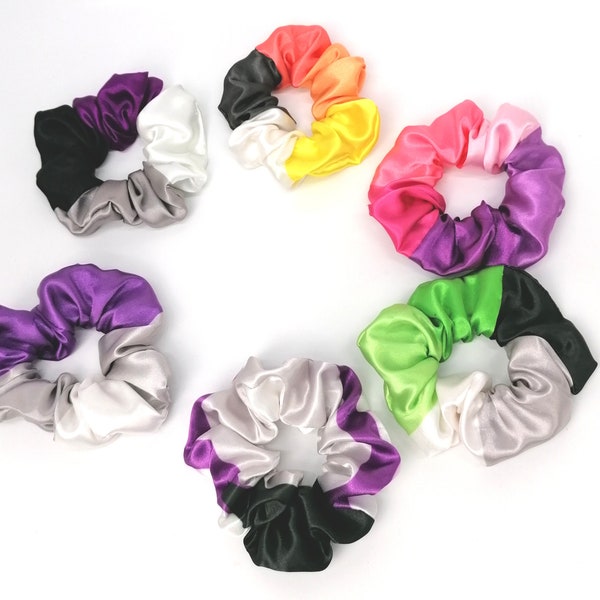 LGBTQ+ Asexual Spectrum Scrunchies 100% Polyester, Aceflux, Asexual, Aromantic, Demisexual, Graysexual, Lithosexual