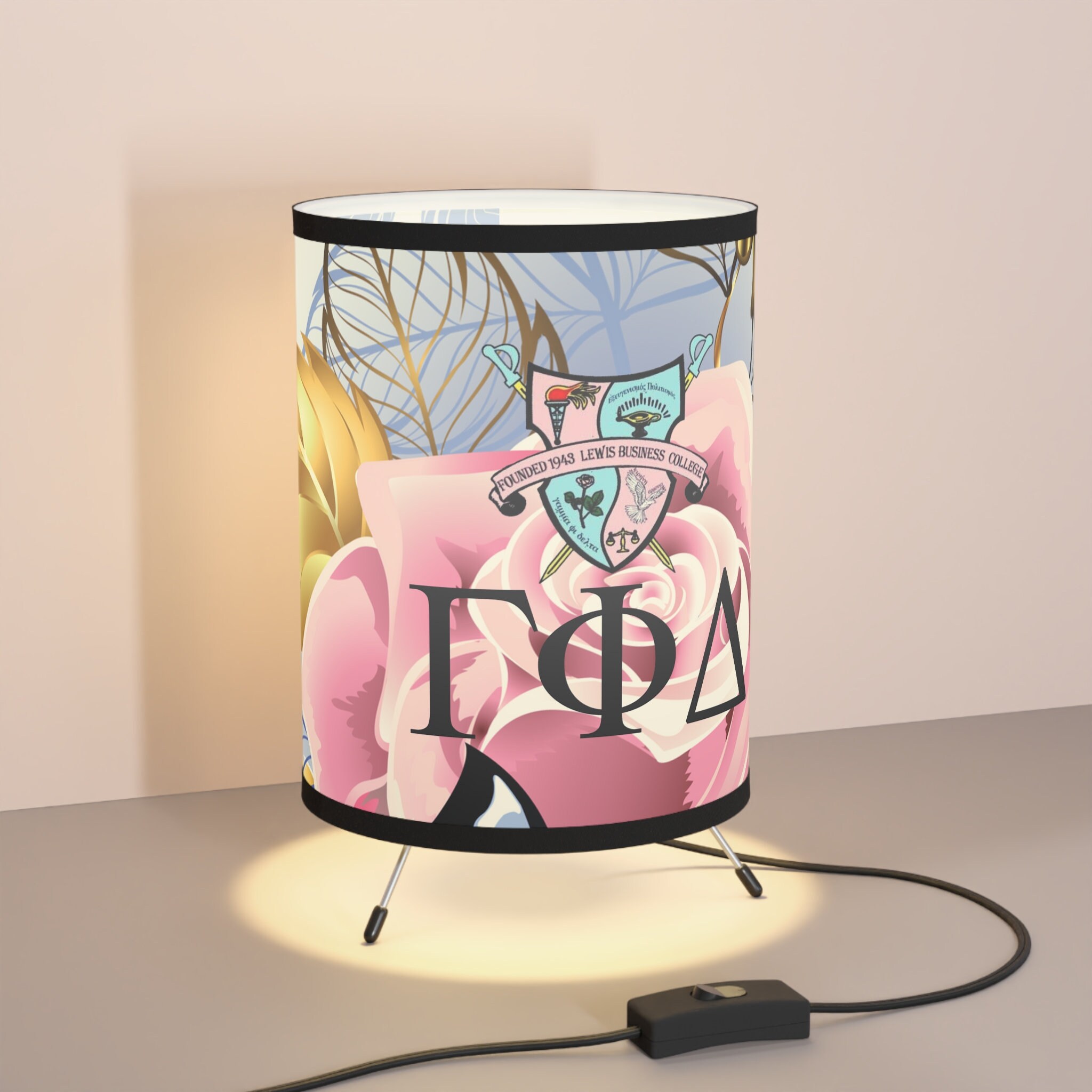 Gamma Phi Delta Shield and Letter, Tripod Lamp With Highres Printed