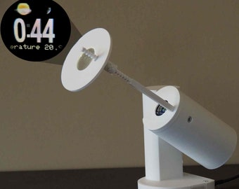 Reloj de proyección: proyección de color con luz diurna en la pared o el techo, wifi para actualizaciones automáticas de la hora y el clima, toma USB tipo C, cuerpo impreso en 3D