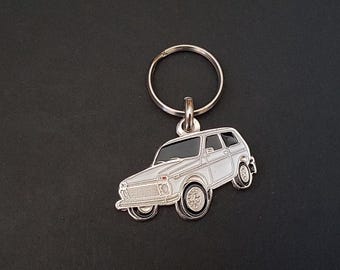 Lada Niva 4x4 Keychain, Tourist Taiga Bushman Cossack Job - Metal and various colors