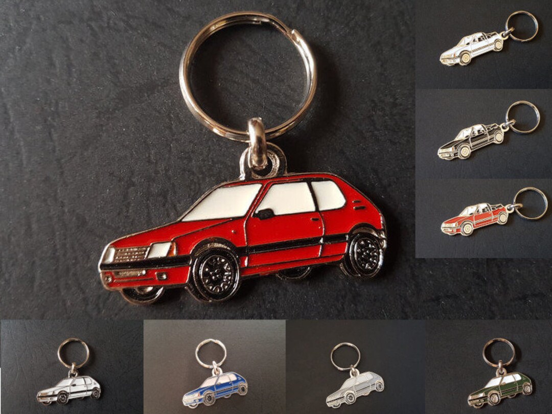 Porte-clés métal Peugeot 205 coupé et cabriolet, GTi CTi CJ