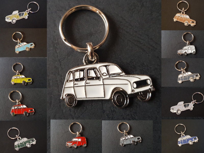 Metal Key Ring Renault 4. R4 TL GTL 4L, F4 Van, Plein Air 