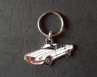 Mercedes Pagoda and R107 metal keychain, w113 w121 w198 190SL Pagoda