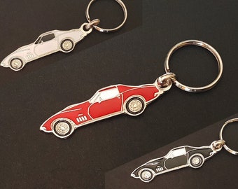 Porte-clés métal Chevrolet Corvette C3 et Stingray, blanc rouge ou noir