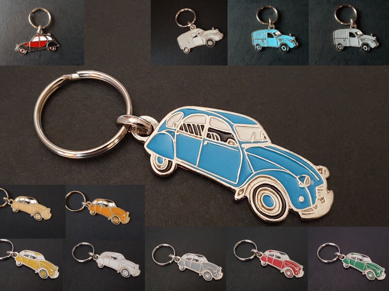 Citroen 2cv, 2cv van and Charleston metal keyring