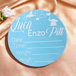Faire-part de naissance en acrylique pour nouveau-né | Faire-part de naissance| Nom Plaque acrylique| Signe de statistiques de naissance | Accessoire photo de naissance