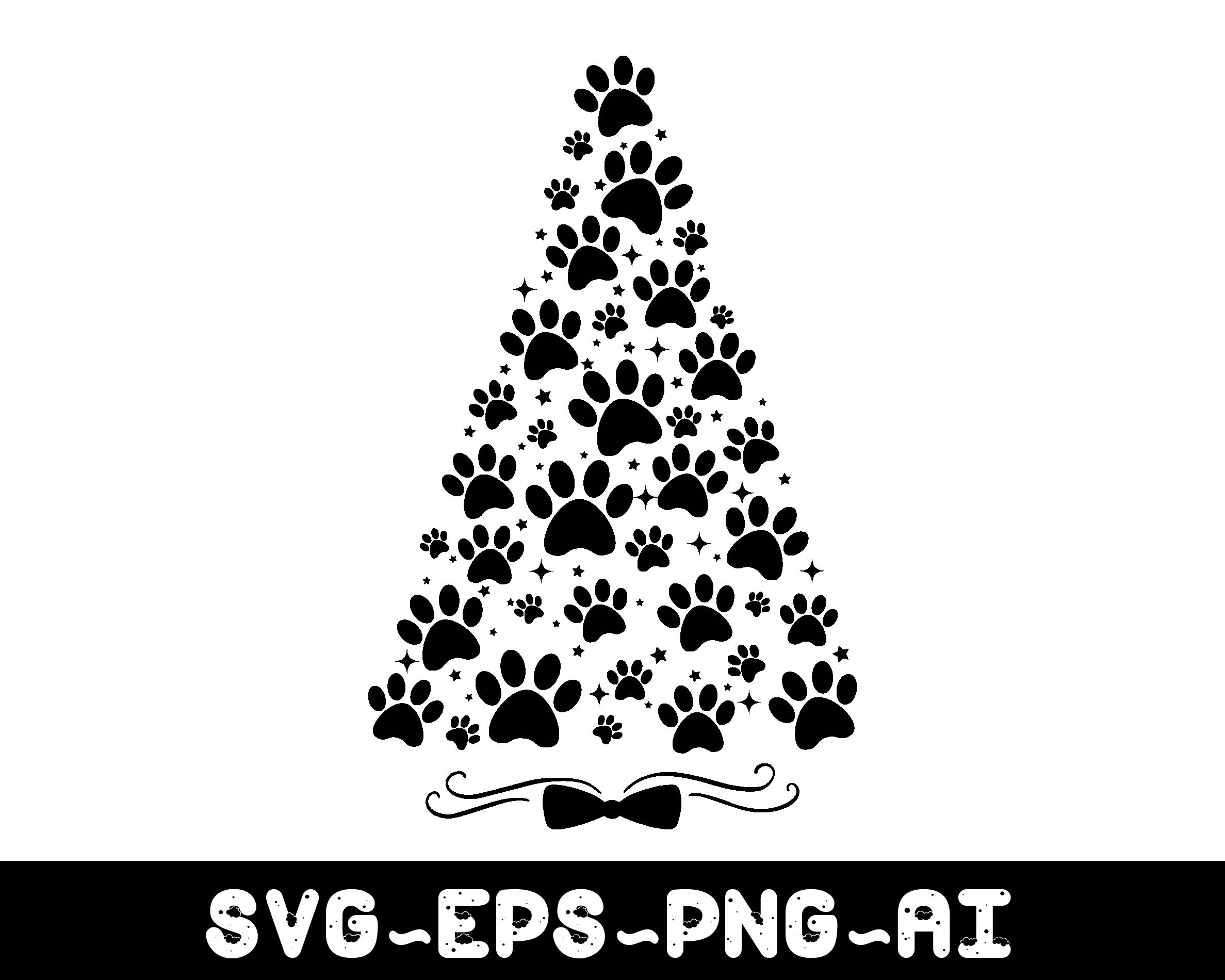 Paw Tree Svg,dog Paw Print Svg,paw Print Christmas Tree Svg,pet Lovers Clipart,digital Download