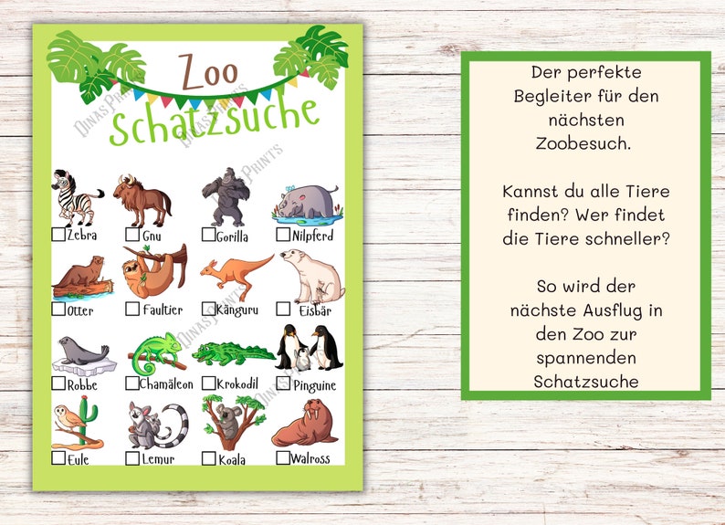 Zoo Treasure Hunt for Children Birthday at the Zoo Children's Activity ...