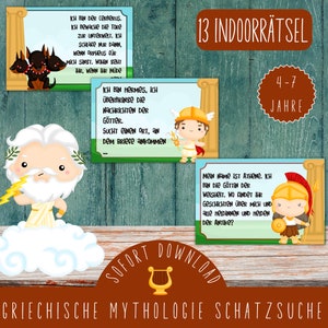 Caccia al tesoro finita Mitologia greca / Caccia al tesoro degli dei / Caccia al tesoro degli eroi / Caccia al tesoro al coperto per feste di compleanno per bambini / PDF