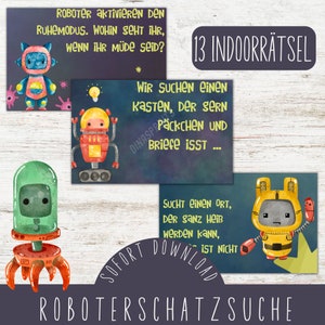 Búsqueda del tesoro de robots para cumpleaños infantiles / búsqueda del tesoro de robots / cumpleaños de niños de robots / cumpleaños de niños en el interior / fiesta de robots