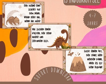 Indoor dinosaur treasure hunt in boho style / Dino scavenger hunt / Ready-made treasure hunt indoors / Dinosaur treasure hunt DIY / PDF