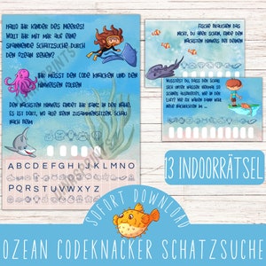 Sea treasure hunt to print / Sea scavenger hunt / Sea creatures treasure hunt / Sea theme party / Puzzles for children&#39;s birthday parties indoors