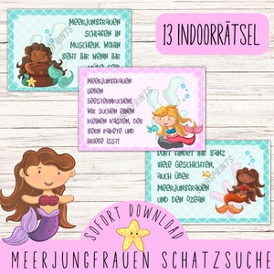 Mermaid treasure hunts to print / Mermaid scavenger hunt for children&#39;s birthdays / Underwater birthday rally / PDF