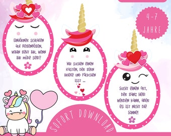 Unicorn treasure hunt to print / indoor scavenger hunt unicorns / indoor children&#39;s activities / treasure hunts PDF