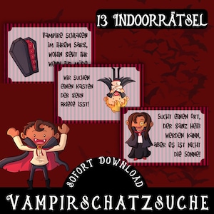 Caça ao tesouro de vampiros para imprimir / caça ao tesouro de Halloween pronta / festa de vampiros / tema assustador de festa de aniversário infantil / Halloween com crianças