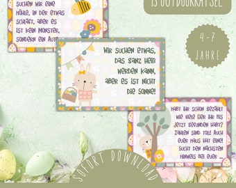 Búsqueda del tesoro de Pascua lista para usar en el jardín / Búsqueda del tesoro de Pascua al aire libre / Búsqueda de huevos de Pascua en el jardín con niños / Actividades de Pascua para niños (PDF)