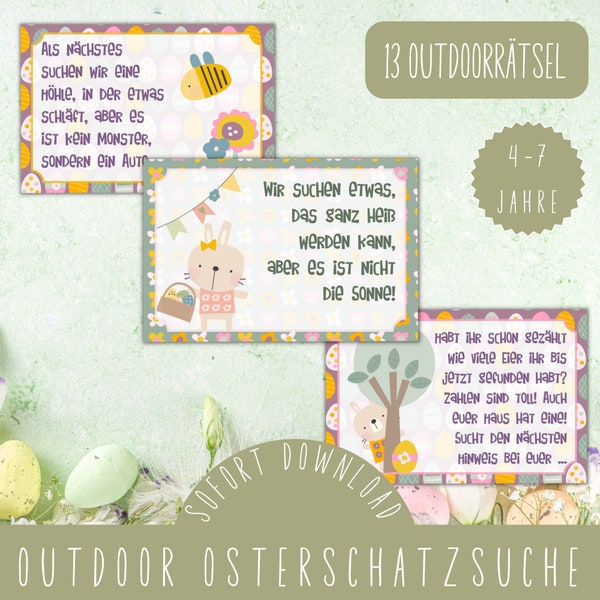 Fertige Osterschatzsuche im Garten / Outdoor Schnitzeljagd Ostern / Ostereiersuche im Garten mit Kindern / Kinderbeschäftigung Ostern PDF