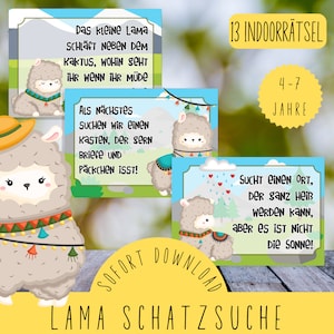 Llama treasure hunt to print out / indoor scavenger hunt llama / children's activities indoors PDF / theme party llama