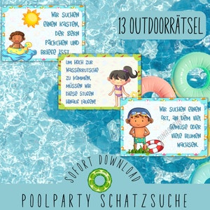 Pool party treasure hunt/garden party scavenger hunt/outdoor treasure hunt/summer treasure hunt paddling pool/kids birthday activity