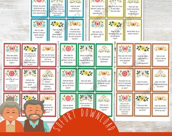 Memory game for seniors to print out / grandma tell me / grandpa tell me / games with grandparents / occupation in a retirement home