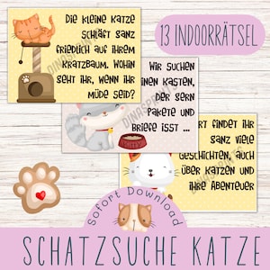 Cat Treasure Hunt voor afdrukbare speurtocht Kinderverjaardag Cat Indoor Treasure Hunt voor kinderverjaardag DIY-spellen voor verjaardag