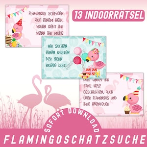 Fertige Flamingo Schatzsuche zum Ausdrucken / Flamingo Schnitzeljagd Kindergeburtstag / Partyspiel Kindergeburtstag PDF