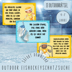 Caccia al tesoro all'aperto per hockey su ghiaccio / caccia al tesoro per giocatori di hockey su ghiaccio in giardino / attività per bambini festa di compleanno all'aperto / PDF