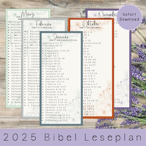 2025 Bibelstellen Leszeichen / Bibel Leseplan / Thematischer Jahresplan Bibelzitate zum Ausdrucken