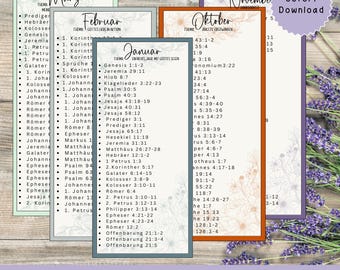 2025 Marcadores de pasajes bíblicos / Plan de lectura de la Biblia / Plan anual temático Citas bíblicas para imprimir