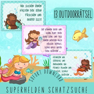 Outdoor mermaid treasure hunt to print / mermaid scavenger hunt in the garden / garden party with children / finished treasure hunt / PDF