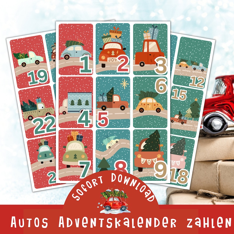 Printable Advent Calendar Numbers Cars / Car Advent Calendar Numbers