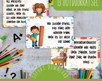 Outdoor treasure hunt for school enrollment / scavenger hunt for the start of school / first-grader party in the garden / garden party rally PDF